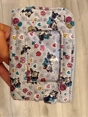 Vera Bradley Gray Wallet with Pink, Teal & Yellow Cat Print